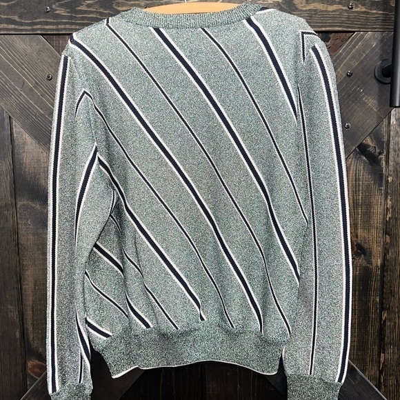 Cedric Charlier Striped Sweater 12 Lurex Glitter Sparkly Thick Top Crewneck - Picture 6 of 15